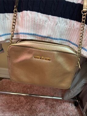 Michael Kors Metallic Gold Leather Crossbody